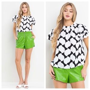Print Ruffle Sleeve Woven Blouse